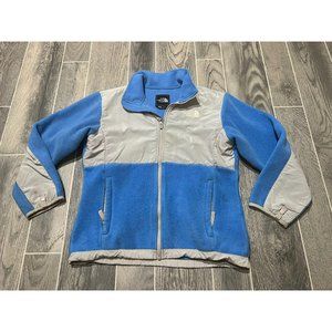 The North Face Jacket Girls Large Blue Gray Outdoor Fleece Zip Up Kids Youth